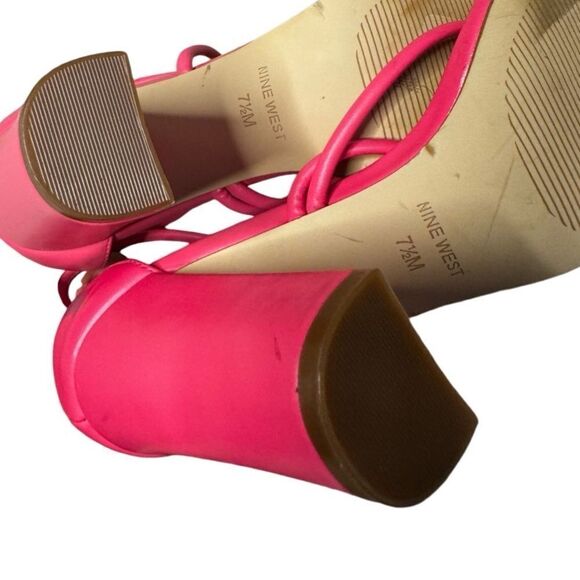 Nine West Pink Maer3 sandal heels size 7.5 - Picture 5 of 8